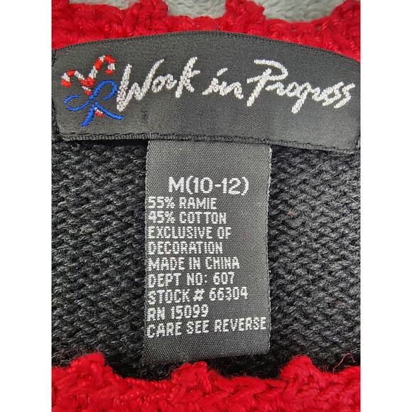 Vintage Work in Progress Embroidered Beaded Christmas Tree Sweater Size M Black - Picture 5 of 9